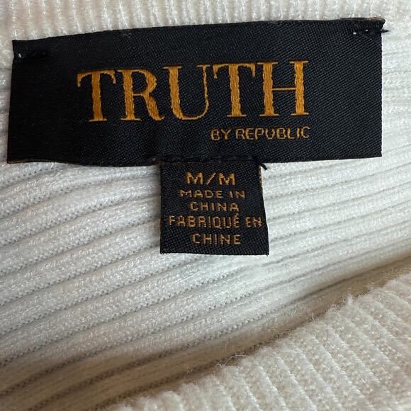 Truth by Republic Textured Knit Sweater Women’s Medium White Pullover Minimalist - Picture 6 of 7